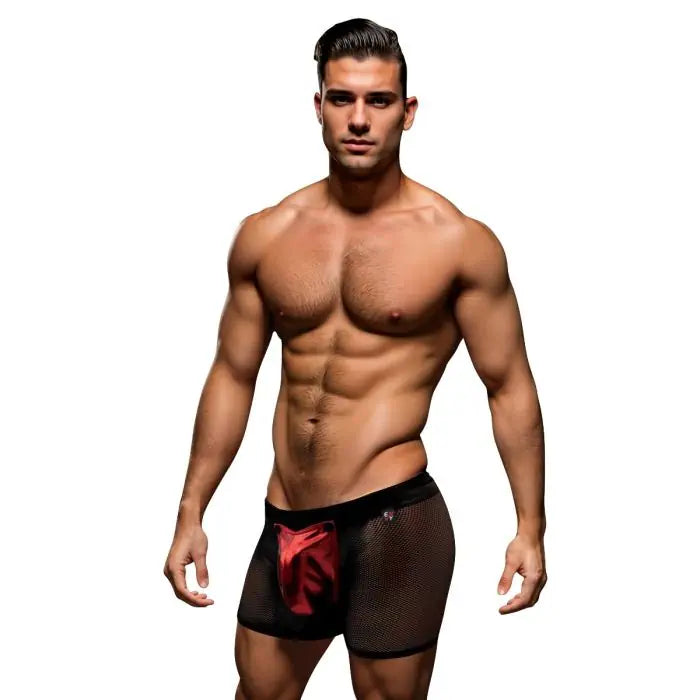 Envy Snap Down Mesh Boxer Brief Black Red