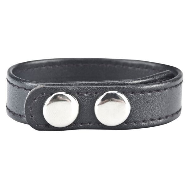 Blue Line Snap Faux Leather Popper Fasten Cock Ring Black 7.75