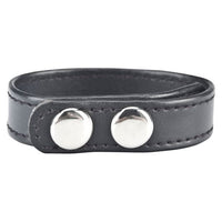 Blue Line Snap Faux Leather Popper Fasten Cock Ring Black 7.75