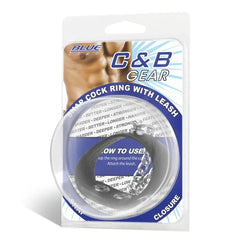 Artistic shot of the Blue Line Snap Cock Ring With Leash, focusing on the sleek design and luxurious materials, designed for the discerning user.