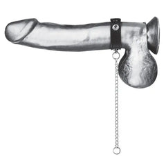 Lifestyle image featuring the Blue Line Snap Cock Ring With Leash in use, demonstrating its effectiveness for harder erections and prolonged pleasure.