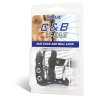 Thumbnail for Blue Line Duo Cock and Ball Lock - Black Leather & Metal Locking Ring with Padlock & Key