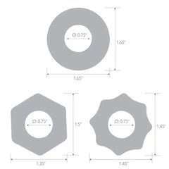 Premium Blue Line 3 Pack Nuts & Bolts Stretch Cock Ring Set designed for mixing and matching for intensified pleasure.