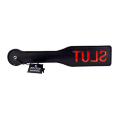 Spanking Paddle Black - Slut, PU Faux Leather, 32 x 6 cm