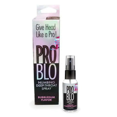 Pro Blo numbing deep-throat spray with packaging on a white background