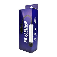 Elegant packaging of the Loving Joy Rev Bulb Pump, showcasing its design and branding in a vibrant blue and white colour scheme, ideal for a sophisticated pleasure experience.