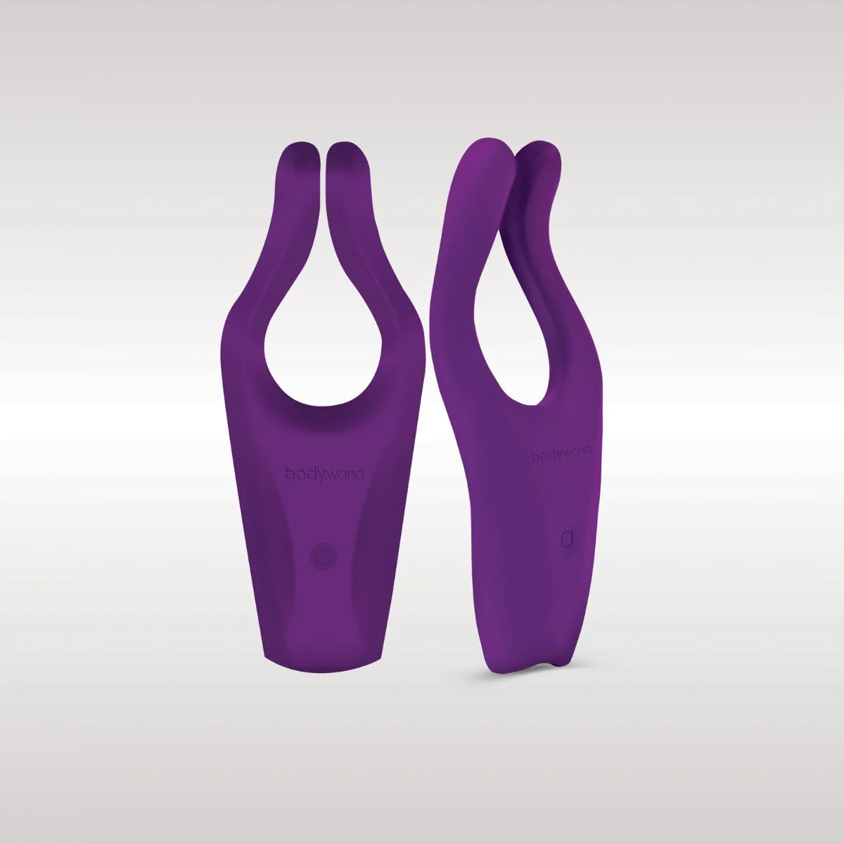 a pair of purple vases sitting next to each other