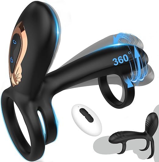 10 Function Couples Vibrator - G-Spot Stimulator, Penis Sleeve and Cock Ring with 360° Twist and Vibration