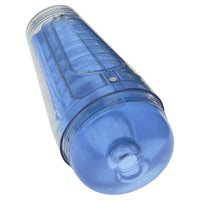 Thumbnail for a blue water bottle is shown on a white background