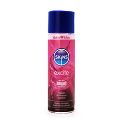 Skins Excite lubricant can on a white background