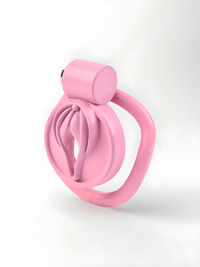 Pink Fake Vagina Sissy Chastity Cage showcasing its exquisite design and quality, perfect for Sissy Chastity enthusiasts.