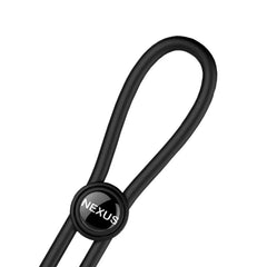 FORGE Double Adjustable Lasso Silicone Cock Ring - Black featuring adjustable toggles, perfect for enhancing your experience.