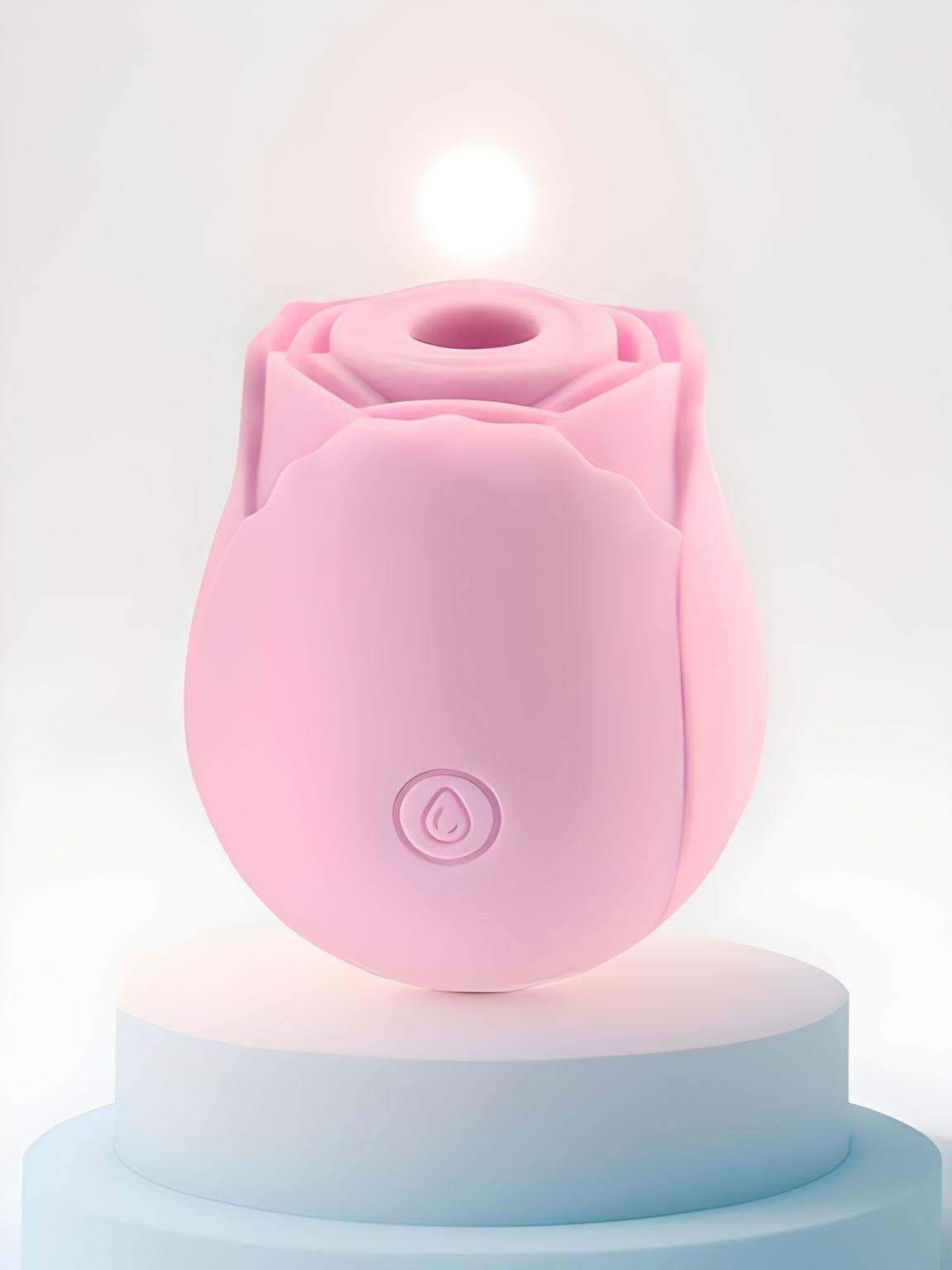 a pink object sitting on top of a white pedestal