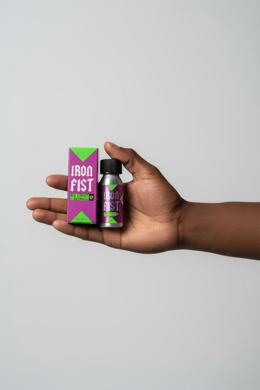 Iron Fist No Limit + Butanol leather cleaner in a 24ml bottle, shown with sleek, minimal design and branding details.