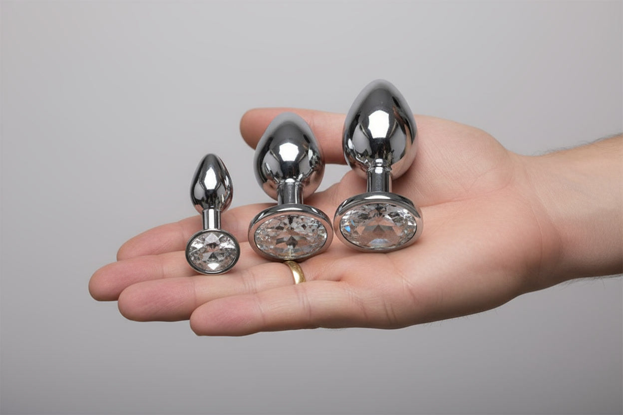 Scandals Metal Butt Plug with Crystal - Temperature Responsive Aluminium Plug