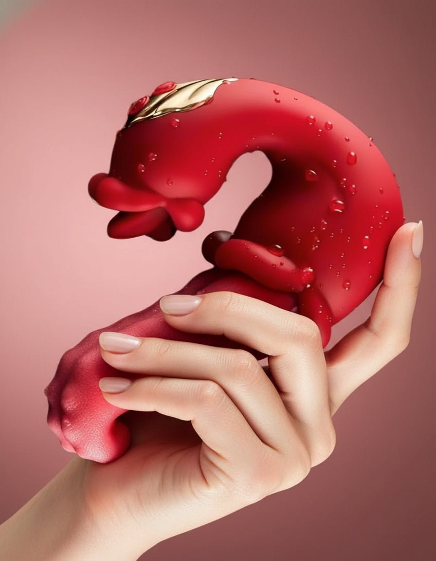 The Tongue Toy - Twin Rose Swirling Waterproof Rechargeable Vibrator