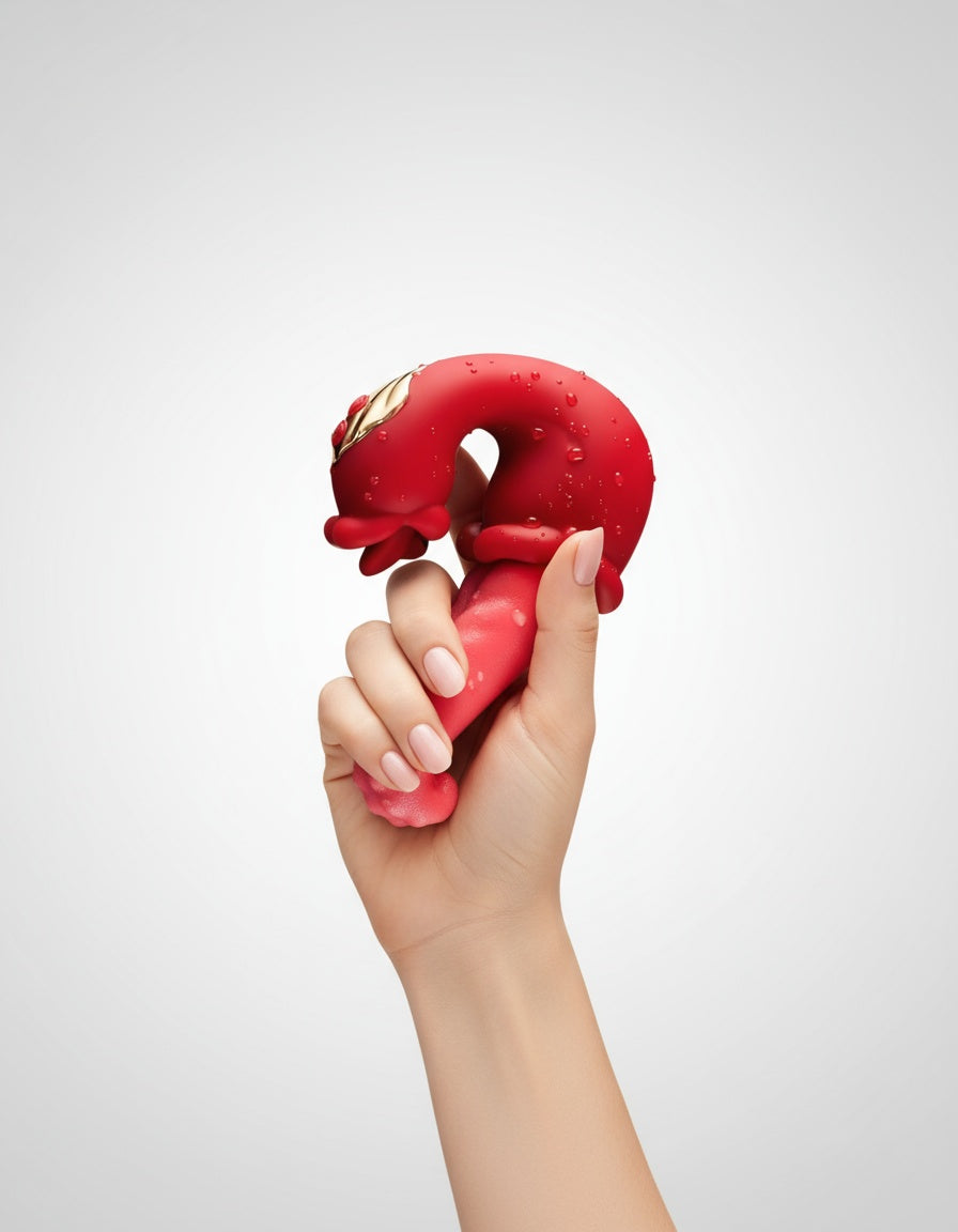 The Tongue Toy - Twin Rose Swirling Waterproof Rechargeable Vibrator