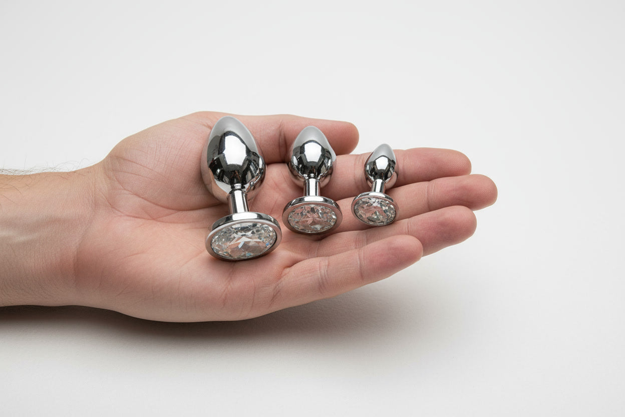 Scandals Metal Butt Plug with Crystal - Temperature Responsive Aluminium Plug