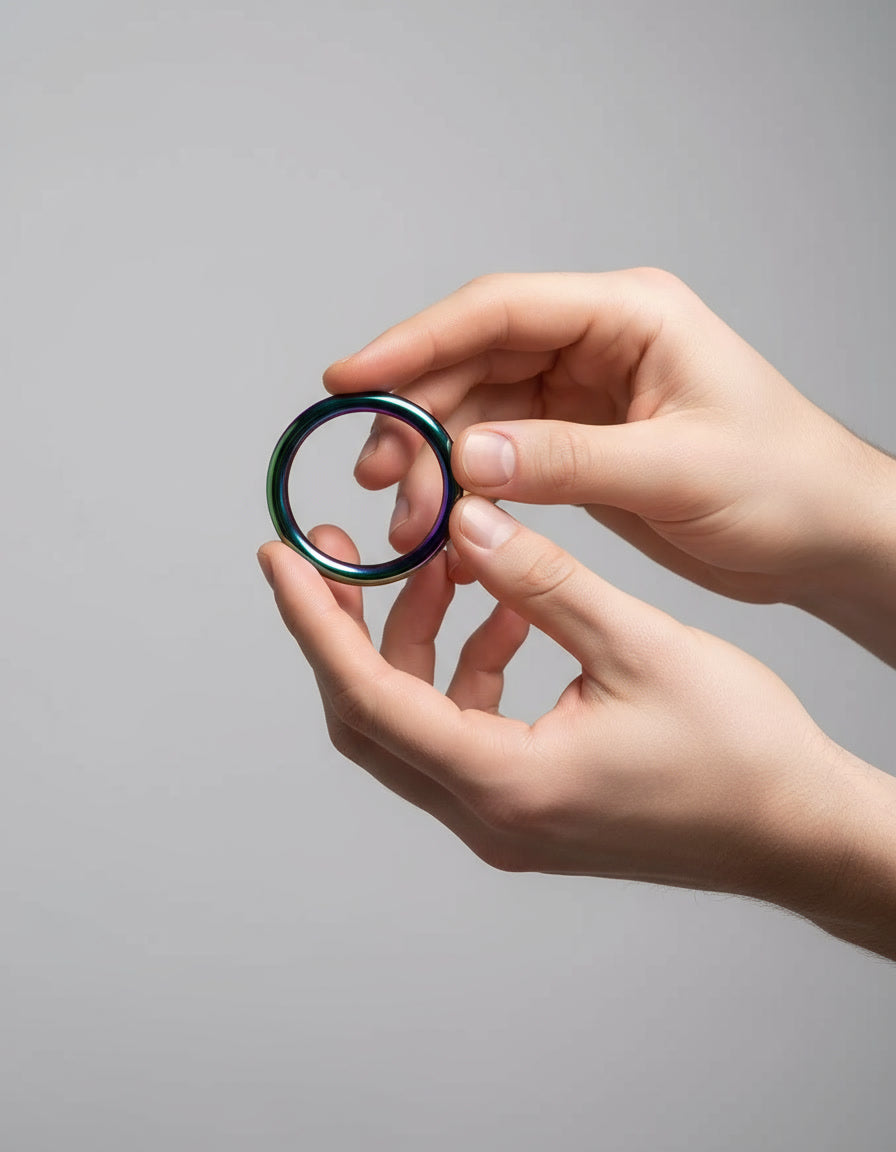 Chrome Rainbow Metal Cock Ring - Versatile Design For All Sizes, Intense Pleasure & Stylish Finish