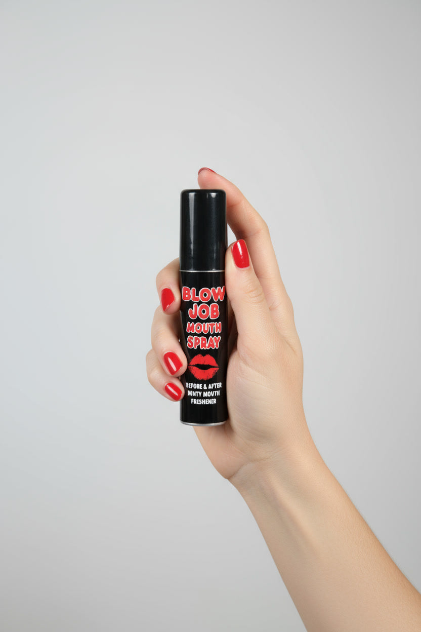 Spencer & Fleetwood Blow Job Freshening Mouth Spray in a sleek bottle, designed for oral freshness and confidence.