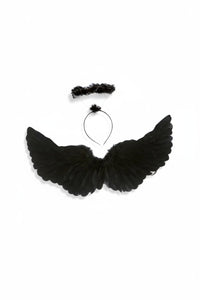 Elegant Black Angel Wings with Halo - Perfect for Halloween Costume & Adult Fancy Dress