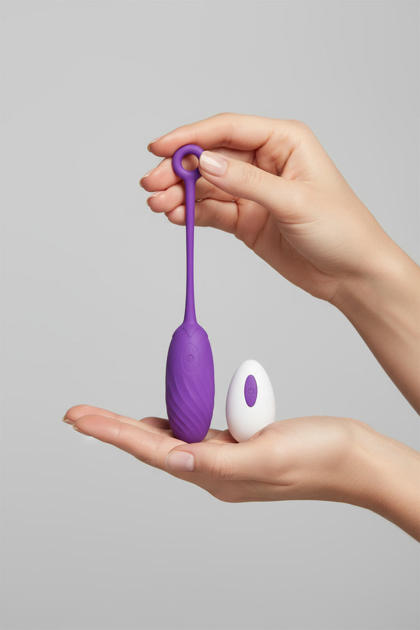Scandals Mina Celeste waterproof remote-controlled love egg vibrator with 10 functions, USB rechargeable, shown in sleek, minimal design.