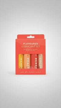 Loving Joy Flavoured Lubricant Set - 4 Pack of Water-Based, Sugar-Free Pleasures: Mango, Peach, Strawberry & Chocolate