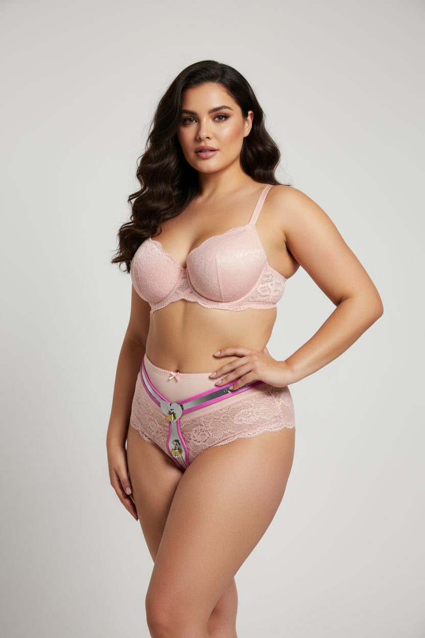 Female Chastity Device Belt with Heart - Adjustable Stainless Steel and Silicone Restraint