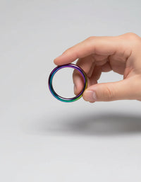 Chrome Rainbow Metal Cock Ring - Versatile Design For All Sizes, Intense Pleasure & Stylish Finish