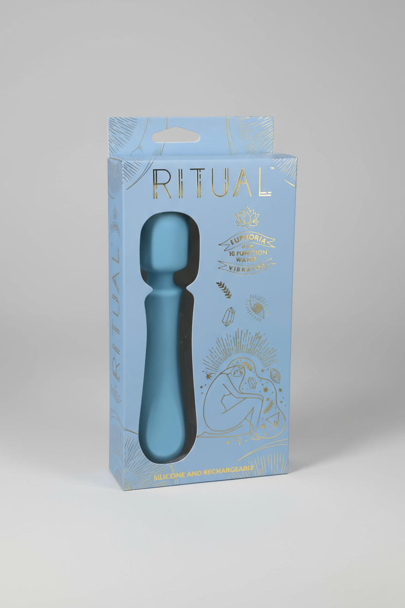 Doc Johnson Ritual Euphoria Blue Rechargeable Silicone Wand Vibrator