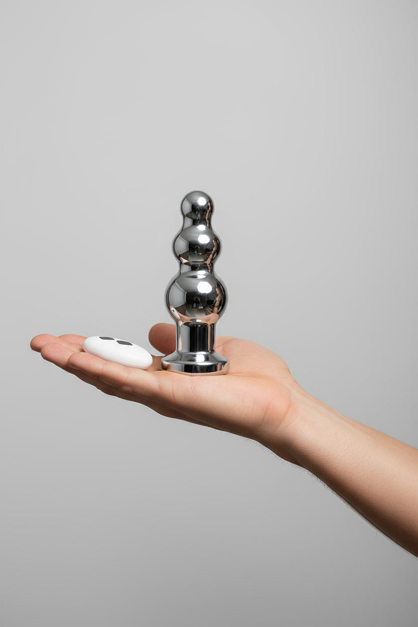 Toosh Remote Controlled 10 Speed Metal Vibrating Anal Beads with Magnetic USB Charger