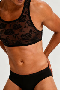 Men's Lace Lingerie Top - Black Sexy Design by Scandals for an Alluring Night Look