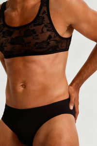 Men's Lace Lingerie Top - Black Sexy Design by Scandals for an Alluring Night Look
