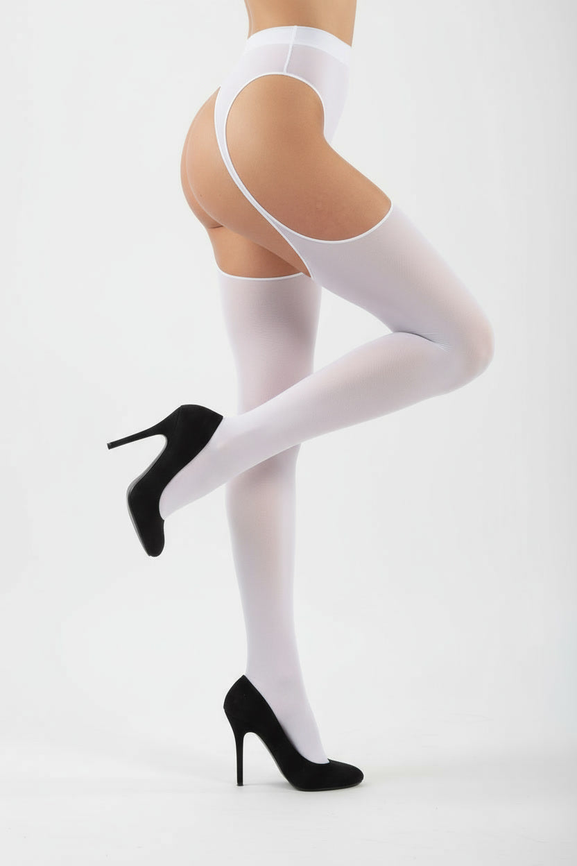 Suspender-Style Sheer Tights for Women – 15 Denier Nylon Hosiery by Classified, One Size Fits Most