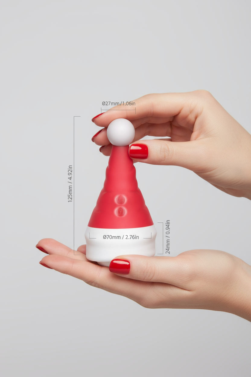 Christmas Sex Toy-Magical Santa Hat: 2-In-1 Christmas Sex Toy with Rolling Clitoral Massager & G-Spot Vibrator
