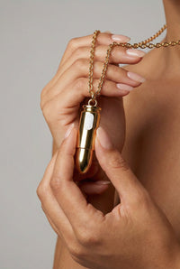 Necklace Vibrator-Waterproof Rechargeable Gold Metal Vibrating Necklace Bullet – 12 Modes and Remote-Controlled