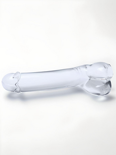Elegant Glas Realistic Curved Glass G-Spot Clear 7 Inch Dildo displaying its smooth finish and perfect curvature for intimate pleasure.