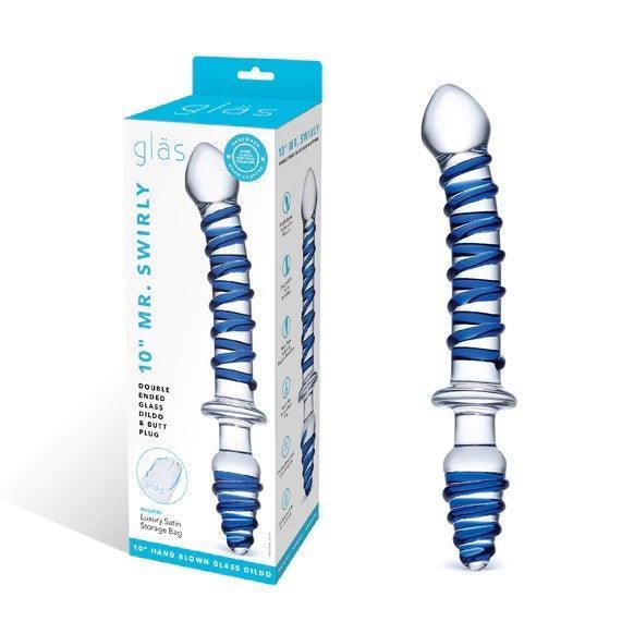 10" Mr. Swirly Double Ended Glass Dildo and Butt Plug for Unique Sensations and Easy Entry