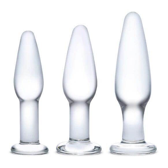 Glas Anal Training Butt Plug Set (4" - 4.75" - 5.25")