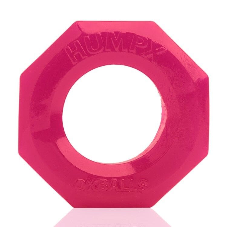 Pink HUMPX cockring by OXballs, a silicone cock ring shown on a white background, designed for enhancing pleasure and support.