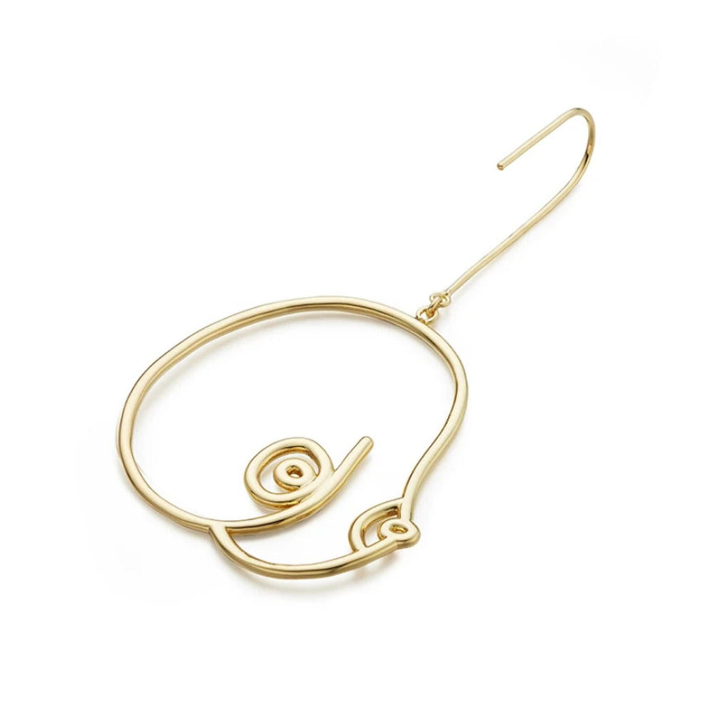 Gold wire breast-shaped drop earrings for women by Scandals, featuring a sleek and artistic jewelry design