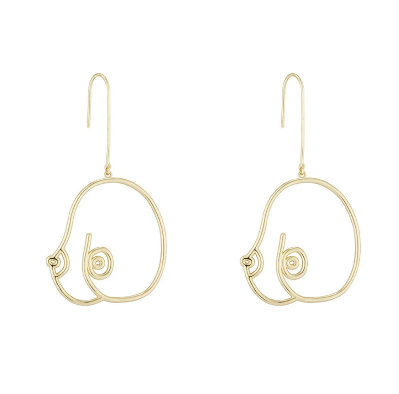 Gold Wire Breasts Woman's Body Drop Earrings