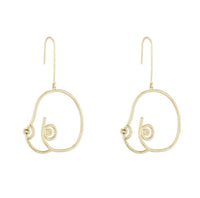 Gold Wire Breasts Woman's Body Drop Earrings