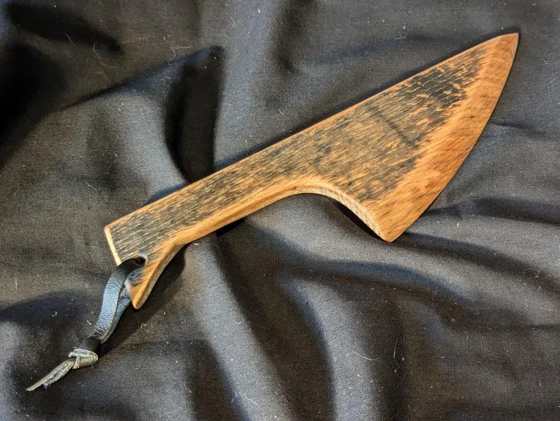 Hand Crafted Wooden Kink / BDSM / Wax Play Scraper made from Whisky Barrel Oak