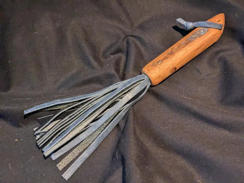 Barrel of Pain Hand Crafted Mini Kink / BDSM Flogger made from Whisky Barrel Oak and Repurposed Leather