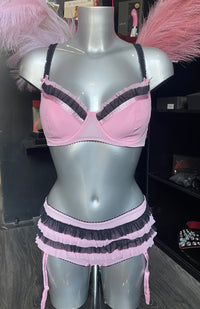 Thumbnail for Black and Pink Bra and Brief Set
