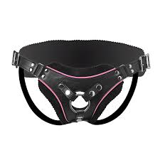 Strap U Flamingo Black & Pink Faux Leather Low Rise Strap On Harness