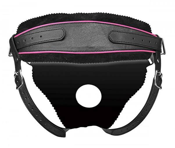 Strap U Flamingo Black & Pink Faux Leather Low Rise Strap On Harness