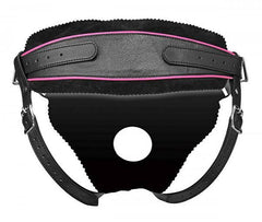 Strap U Flamingo Black & Pink Faux Leather Low Rise Strap On Harness