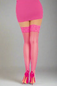 Dreamgirl One Size Queen Pink Sheer Thigh High Stockings